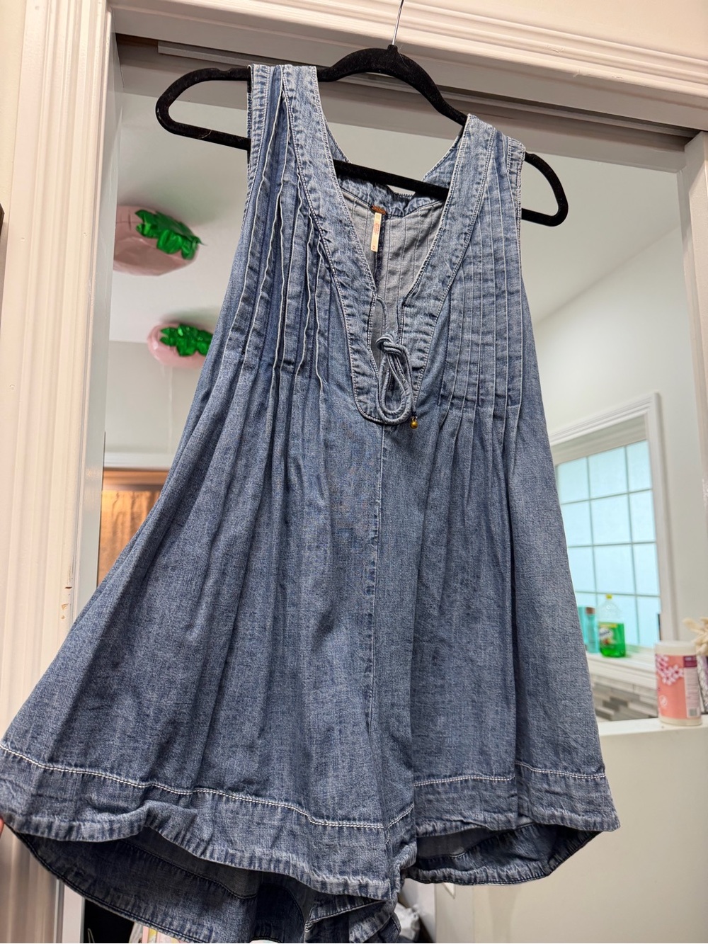 Free People Light Blue Pintuck Denim Tunic